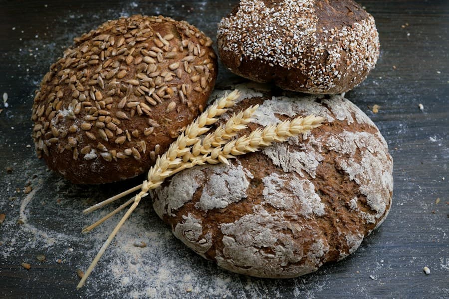 Freshly baked bread and pastries arranged in a bakery